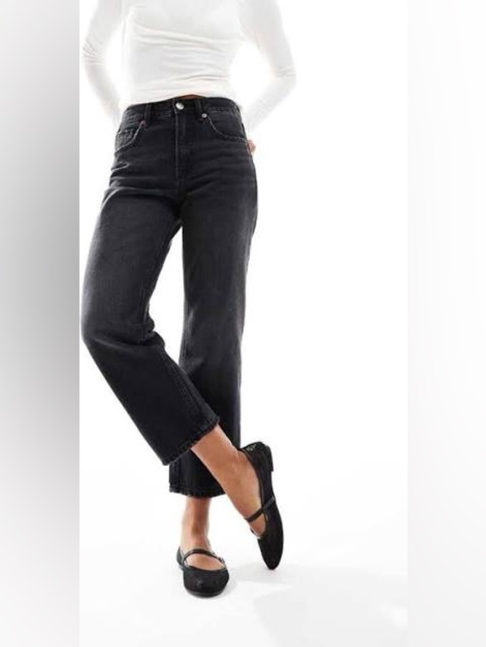 Topshop Black Straight Curve Jeans